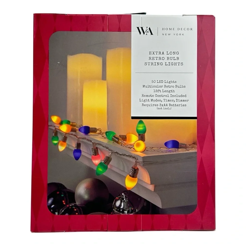 Retro Style Bulb LED Multicolor long STRING LIGHTS 18 ft Remote-Timer-Dimmer